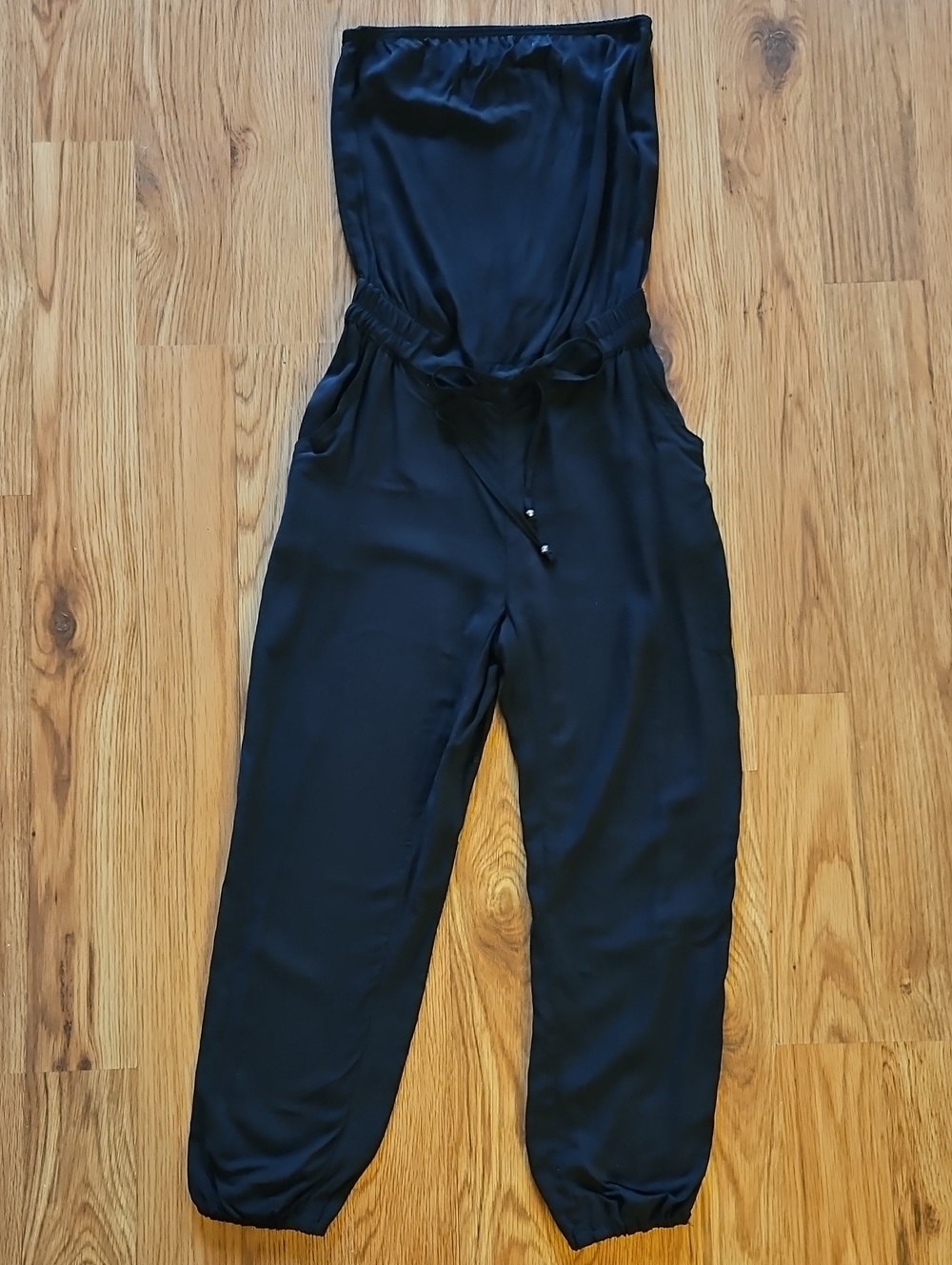 Mudd Black Strapless Drawstring Jumpsuit